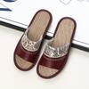 Pantuflas de Lino Bordadas para Parejas de Verano, Hombres y Mujeres, Suela de Cuero Genuino, Regalos Puros de Piel de Vaca para el Hogar, Transpirables