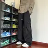 Pantalones largos de pierna ancha de peso pesado 450g con estampado de cielo estrellado, pantalones casuales rectos holgados estilo paracaidista, pantalones de chándal de marca de moda con pliegues para otoño para hombre