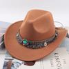Chapéu Top Étnico Chapéu de Cowboy Ocidental Xizang Xizang Chapéu de Performance Chapéu de Lã Chapéu de Lã Retrô Centro-Europeu e Americano