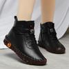 Sapatos Populares Femininos Transfronteiriços Mais Veludo Quente Cano Alto Sapatos de Algodão Inverno Salto Alto Costurado Sola Macia Sapatos Casuais Planos para Mães