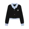Conjunto Dos en Uno para Mujer con Diseño Original MRO Estilo Universitario con Camisa de Manga Larga y Cuello POLO para Principios de Primavera