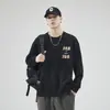 Nova Blusa de Moletom Patchwork com Bolso Masculino Outono/Inverno 2026 Estilo High Street Americano Solta Confortável Versátil Casual Manga Longa