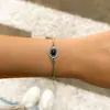 Pulsera de Cadena de Caja de una Sola Capa Estilo Étnico Retro de Turquesa Ajustable para Mujer
