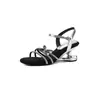 Belleza al estilo francés~ Sandalias increíblemente cómodas de tacón de cuña con suela blanda que no cansan los pies, con punta abierta, sandalias súper estilosas de pedrería para el verano 2026