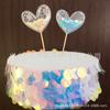 Inserción de tarjeta de pastel de amor con fragmento de sueño de estilo ins de celebridades de Internet, borde de lentejuelas de color, decoración de pastel de fiesta
