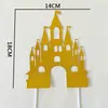 Cartão de Bolo Castelo Branco Acrílico Camada Dupla Castelo de Prata Congelado Roda Gigante Decoração de Confeitaria Plug-in
