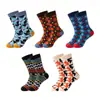 Meias Esportivas Masculinas Amazon Cross-Border de Cano Médio Outono e Inverno Casuais Coloridas Patchwork Hip-Hop Estilo Europeu e Americano