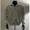 Ropa urbana estilo americano, polo de color liso con puños acanalados, corte holgado, hombros caídos, adecuado para primavera y otoño, unisex, uso casual diario