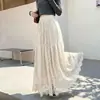 Falda Larga de Encaje Vintage para Mujer, Nueva Falda Larga de Línea A Adelgazante de Cintura Alta Otoño/Invierno 2026, Elegante Falda Acampanada