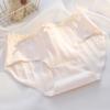 Ropa interior femenina de algodón puro 7A con entrepierna antibacteriana, pantalones cortos triangulares de color liso con lazo bonito para estudiantes.