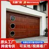 Suministro exclusivo transfronterizo europeo y americano de puertas de garaje de aleación de aluminio con veta de madera, puertas de garaje eléctricas abatibles de vidrio templado negro estilo hogar moderno
