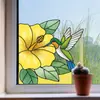 Cbccht105 Pegatina de Vidrio para Esquina de Ventana Floral y de Pájaros Transfronteriza Adhesivo Colorido de Doble Cara Pegatina Decorativa de Flor para Esquina de Vidrio Ultra Transparente