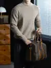 ¡Exquisito producto de lujo! Suéter de lana y modal para hombre para otoño e invierno, cálido, resistente al frío, cómodo, con cuello semi-alto