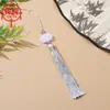 Pingente de Borla de Lótus de Jade Branco Dupla Face, Ornamento Pendurado de Borla Vertical, Acessórios Decorativos Antigos, Venda por Atacado do Fabricante