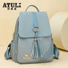 Mochila para Mujer 2025 Nueva Mochila Casual de Moda de Cuero Suave Gran Capacidad Estilo Coreano Borla para Viaje Compras Escuela