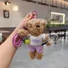 Colgante de Muñeco Oso de Peluche Creativo, Traje de Tenis de Moda, Llavero de Coche, Colgante de Bolsa de Muñeca Lindo y Adorable