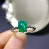 Anillo de Ópalo Verde Natural con una Piedra Blanca Principal de 7*9mm, Plata S925 Artesanía Fina Incrustación Venta al por Mayor y al por Menor