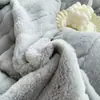 Juego de ropa de cama de cuatro piezas estilo lujo con pelo de conejo y terciopelo de leche, con un diseño de alta gama, engrosado para abrigar y adecuado para uso invernal
