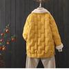 Casaco Longo Acolchoado de Lã de Cordeiro com Forro de Fleece para Menina Cheinha 200 Jin Novo Inverno Coreano Solto Espessado