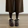Versão em Couro de Vaca ~ Botas Curtas Retro com Bico Redondo e Forro de Lã, Zíper Frontal de Uso Duplo, Botas de Estilo Britânico, Botas Slim Versáteis com Solado Plano