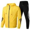 2025. Conjunto esportivo masculino transfronteiriço para primavera e outono, moletom com zíper e calça longa para corrida e fitness, camisa com zíper de camada de ar