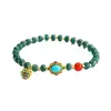 Pulsera de Jade Natural Grado A de Guan Yu con Cuentas Azules de Abaco y Vainas de Loto Joyería Venta al por Mayor en Vivo S5052703