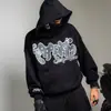 Sudadera con capucha holgada para hombre y mujer, estilo Hip-Hop Rock Deportivo Oscuro Europeo y Americano, con estampado de letras, Sudadera sencilla, Pantalones de chándal