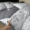 Conjunto de cama simples de algodão puro escovado de quatro peças com toque de alta qualidade, capa de edredom espessa 100% algodão, lençol, conjunto de três peças com lençol com elástico