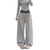 Pantalones de chándal para mujer con bloques de color estilo americano, nueva colección otoño 2026, tiro alto, corte holgado, adelgazantes, adecuados para danza jazz y uso casual, diseño de pierna ancha