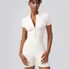 Ropa de Fitness de una Pieza con Cremallera Huiton Europea y Americana para Mujer Verano Ajustada de Secado Rápido Pantalones Cortos Exteriores Mono de Yoga