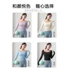 Festival de Primavera Puro Deseo Yoga Malla Manga Larga Copa Fija Tirante Delgado Camiseta Deportiva Ajustada Top de Fitness en la Cintura