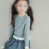 Ropa para Niños al por Mayor Camiseta Básica para Niñas Primavera y Otoño 26 Nuevo Estilo Camiseta Fina Elegante para Niños con Encaje y Volantes de Manga Larga