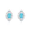 Pendientes transfronterizos de diamantes de alto carbono azul claro para mujer, de plata S925 con incrustaciones completas de circonio blanco brillante, de lujo ligero europeo y americano.
