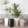 Maceta Cuadrada Alta de Plástico, Maceta Decorativa Grande para Flores Artificiales, Maceta Brillante de Pie para Sala de Estar, Arreglo de Flores Artificiales