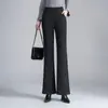 Pantalones acampanados de mezcla de lana hechos a medida para mujer, nuevo estilo primavera/otoño 2026, de cintura alta, corte holgado, adelgazantes, de pierna recta, adecuados para madres de mediana edad