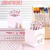 Portalápices de Gato Malvavisco Lindo y Femenino Caja de Almacenamiento Organizador de Escritorio para Estudiantes Contenedor de Almacenamiento para Cosméticos de Oficina