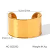 Pulsera Ancha de Acero Inoxidable en Oro de 18K Procesada y Personalizada, Pulsera Abierta que No se Desvanece, Joyería de Mano de Alta Gama, Joyería de Acero de Titanio