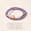 Pulsera Original para Mujer con Amatista Natural, Pulsera de Dos Círculos, Artículo Popular de Transmisión en Vivo, Nuevo Diseño Estilo Chino, Venta al por Mayor de Regalos