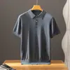 Gola Polo Cashmere Fino de 68 Contagens Manga Curta Masculino 100% Cashmere Puro Casual de Negócios Verão Malha Solta Meia-Manga