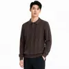 Camisa Polo de Malha Trançada Masculina Transfronteiriça Masculina Outono/Inverno Novo Estilo 2026 Casual de Negócios Manga Longa Top Masculino