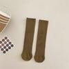 Calcetines para niños, calcetines de pantorrilla, calcetines de media pantorrilla de color liso de estilo coreano, calcetines altos, calcetines de pelo de rayas verticales, calcetines largos para niñas