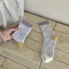 Meias Femininas Sem Costura Outono/Inverno Meia de Cano Médio Meia Longa com Flor em Relevo Artístico Design de Nicho Senso Retrô Meias Largas