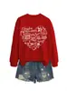 Amazon eBay site independente moda e único casual versátil feminino estampa de coração outono e inverno gola redonda manga longa moletom
