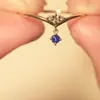 Anillo estilo japonés inteligente con incrustaciones de zircón zafiro para mujer, retro, de lujo ligero, alta calidad, elegante, simple, chapado en oro