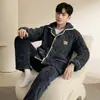 Pijama de Hombre para Otoño e Invierno 2026 Conjunto Grueso de Franela Coral con Forro Polar para Hombre Joven y de Mediana Edad