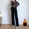 Pantalones de Pana con Forro Polar de Pierna Ancha para Mujer, Pantalones Versátiles de Caída Suelta de Cintura Alta, Rectos, Adelgazantes, Tallas Grandes, para Primavera y Otoño