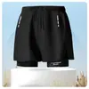 Bañador de Doble Capa Popular Transfronterizo para Deportes, Corte Holgado, Talla Grande, Anti-Vergüenza, para Correr, Fitness, Shorts de Natación para Hombre, Personalizable