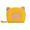 Cartera de acordeón de cerdito de cuero de vaca de primera capa para tarjetas, bolso de mano de niña de dibujos animados, llavero portátil, monedero para llaves