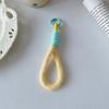 Cordão de pelúcia para celular, chaveiro com câmera colorida, pulseira anti-perda, bolsa de copo de corda, cordão curto de tecido