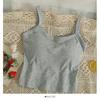 2022 Nueva Camisa Corta Ajustada con Tirantes en la Espalda Hermosa Ropa de Otoño para Mujer Chaleco Grande de Pecho Pequeño con Almohadilla para el Pecho Envuelto